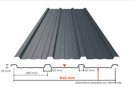 Profils toiture 3.280.25 chez destock-acier.com